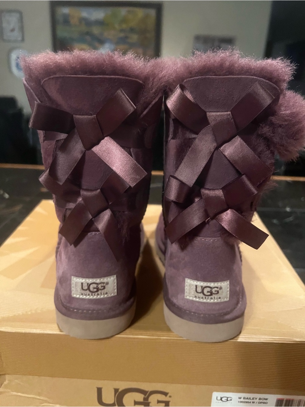 UGG Short Shearling Boots in Plum Suede - Picture 2 of 4